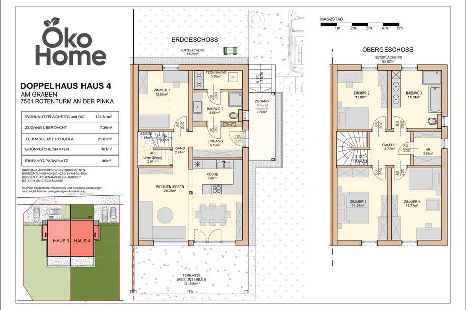 Erstbezug! Doppelhauhälfte mit 5 Zimmern und tollem Garten zu verkaufen!, Haus-kauf, 388.000,€, 7501 Oberwart