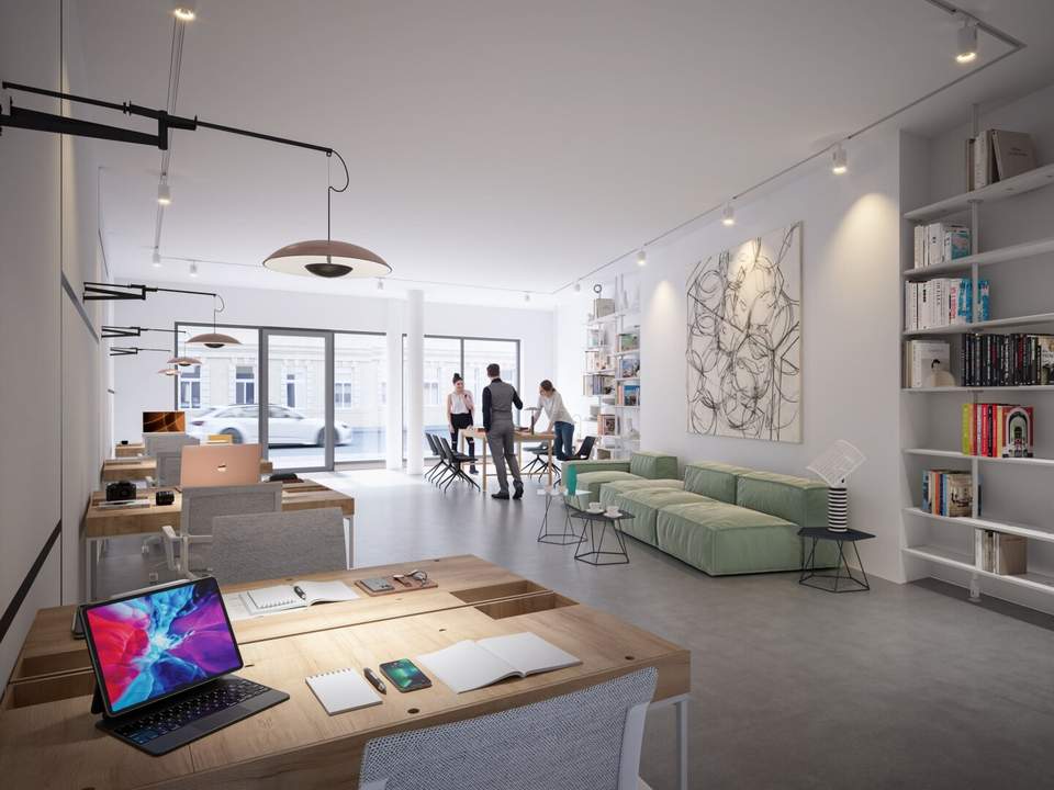 NEUBAU-ERSTBEZUG direkt auf der Ottakringer Straße! Vielseitiges Geschäftslokal/Büro/Studio mit großer Glasfront! Inkl. Garagenstellplatz!