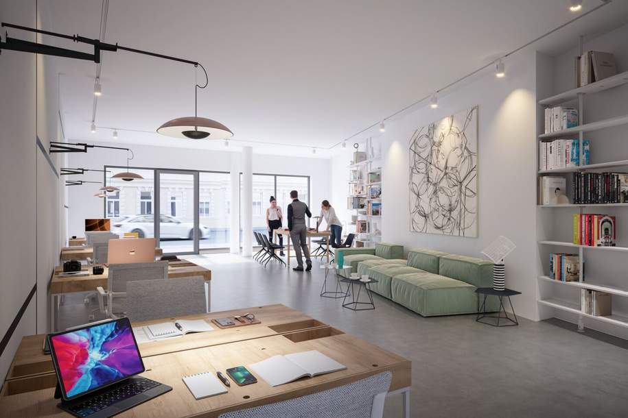 NEUBAU-ERSTBEZUG direkt auf der Ottakringer Straße! Vielseitiges Geschäftslokal/Büro/Studio mit großer Glasfront! Inkl. Garagenstellplatz!, Gewerbeobjekt-kauf, 357.600,€, 1170 Wien 17., Hernals