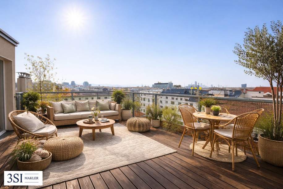 Wohnen mit Weitblick – 3-Zimmer-Dachgeschosswohnung mit 30 m² Terrasse, Wohnung-kauf, 618.000,€, 1030 Wien 3., Landstraße