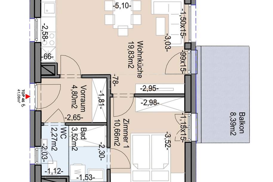 Geförderte Neubauwohnung mit Balkon im 2. Stock, Wohnung-miete, 620,98,€, 8020 Graz(Stadt)