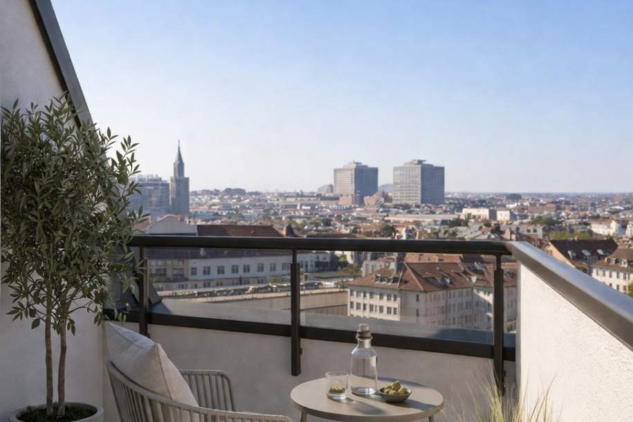 Atemberaubender Wienblick | Dachgeschosswohnung in prachtvollen Altbauhaus am Tivoli | Ende 2026, Wohnung-kauf, 575.000,€, 1120 Wien 12., Meidling