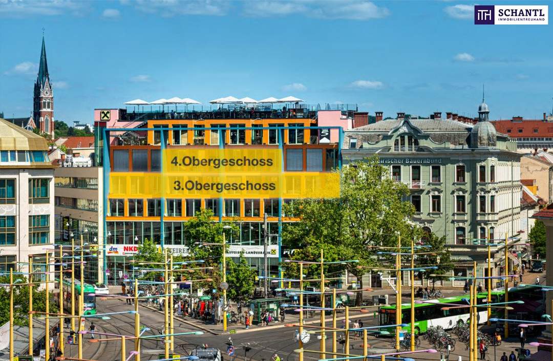 FANTASTISCHE BÜROFLÄCHEN IM HERZEN VON GRAZ! TOP-INNENSTADTLAGE DIREKT AM JAKOMINIPLATZ! TRAUMHAFTE AUSSICHT! TIEFGARAGE! PROVISIONSFREI!
