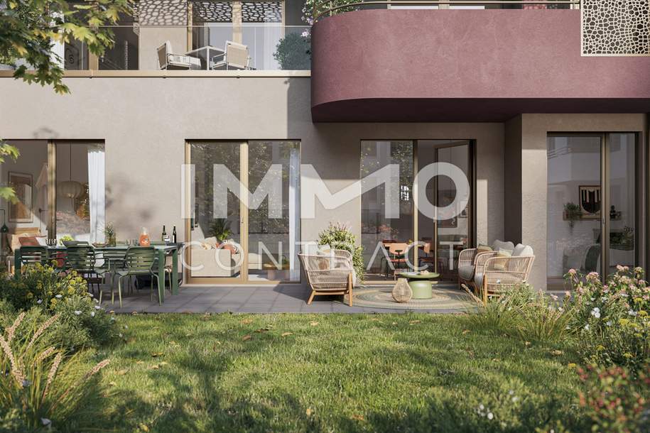 Garten-Wohnung mit viel Sonne: Provisionsfreier Neubau-Erstbezug beim Rosenhügel (NEW), Wohnung-kauf, 768.000,€, 1230 Wien 23., Liesing