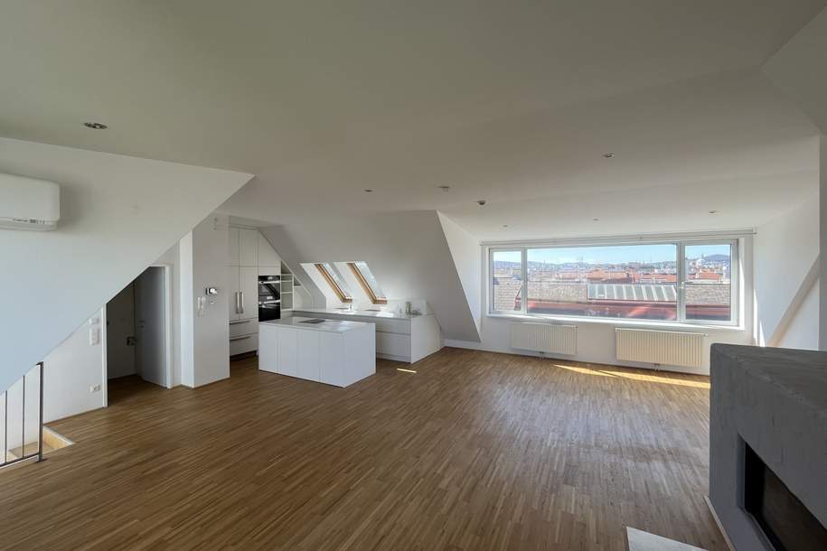 Traumhafte Maisonettewohnung mit Dachterrasse und Kamin - Blick auf den Stephansdom, Wohnung-miete, 3.732,92,€, 1070 Wien 7., Neubau