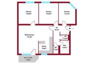 Lichtdurchflutete Dachgeschosswohnung ohne Dachschrägen mit großzügigem Wohnbereich und Südbalkon mit Weitblick !