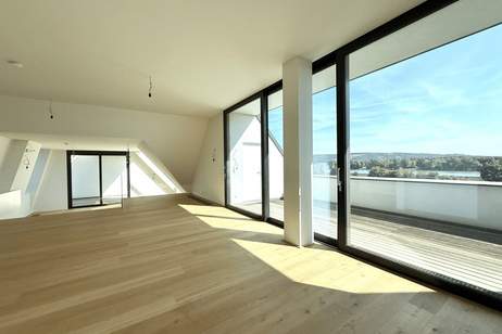 ERSTBEZUG MIT BADESTEG AM WASSER: Ruhelage mit Fernblick über die Donau I großzügige Terrassen I ca. 100 m² Wohnküche I 2 Garagenplätze &amp; 2 Kellerabteile, Wohnung-kauf, 1.790.000,€, 1190 Wien 19., Döbling