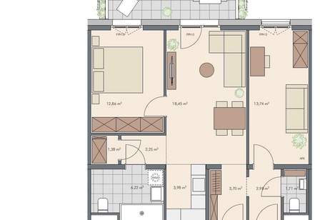 Modernes 3-Zimmer-WohnPlus-Apartment mit zwei Eingängen und Balkon, Wohnung-kauf, 387.000,€, 1220 Wien 22., Donaustadt
