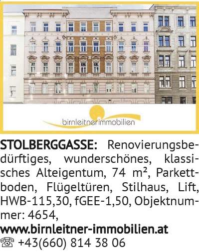 Renovierungsbedürftiges, wunderschönes, klassisches Alteigentum, 74 m², Parkettboden, Flügeltür