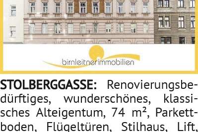 Renovierungsbedürftiges, wunderschönes, klassisches Alteigentum, 74 m², Parkettboden, Flügeltür, Wohnung-kauf, 1050 Wien 5., Margareten