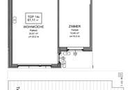 U3-NÄHE, LORYSTRASSE, 61 m2 Neubau mit 45 m2 Terrasse, 2 Zimmer, Einbauküche, Wannenbad, Garage möglich, 3. Liftstock