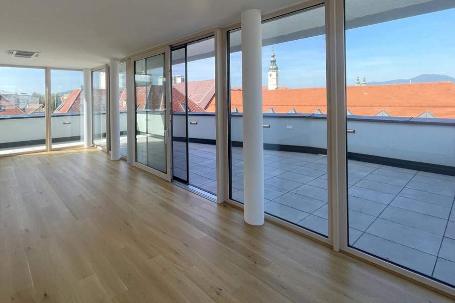 Erstbezug: Exklusives, modernes Penthouse mit ca. 90 m² Terrasse in der Klagenfurter Innenstadt, Wohnung-kauf, 1.329.000,€, 9020 Klagenfurt(Stadt)