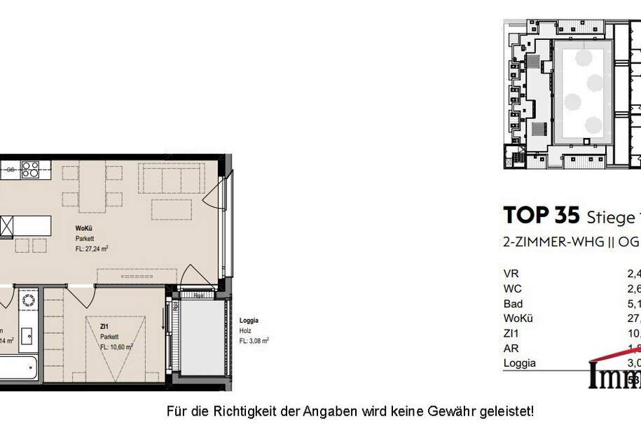 TOPLAGE und ERSTBEZUG: Straßenseitige, moderne 2-Zimmerwohnung mit Loggia! Besichtigung ab Februar 2025 möglich!, Wohnung-miete, 1.599,00,€, 1070 Wien 7., Neubau