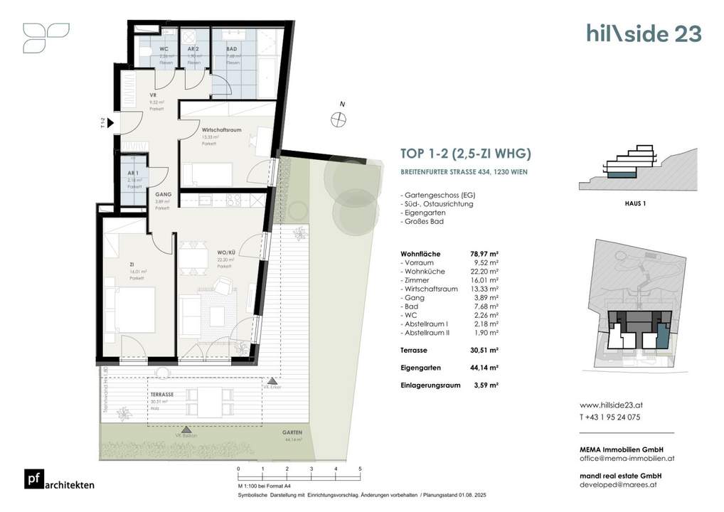 Geräumige Gartenwohnung mit 2,5 Zimmer zu verkaufen!