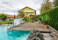 GARTENPARADIES für die ganze Familie mit Schwimmteich und 4 Garagen
