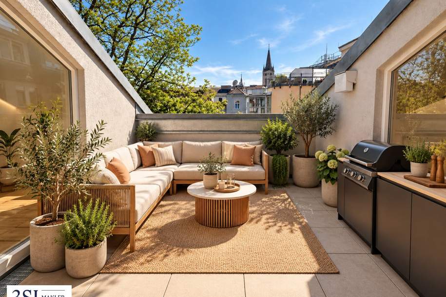 Sonnige Dachterrasse, Hohe Räume, Smarte Raumaufteilung – Elegante Dachgeschosswohnung im 3. Bezirk, Wohnung-kauf, 539.000,€, 1030 Wien 3., Landstraße