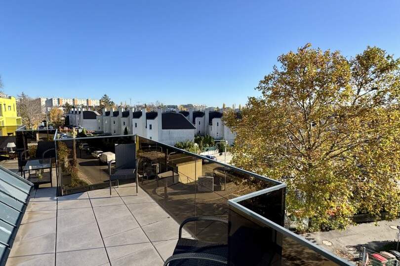 Luxury Living! Penthouse mit knapp 30qm Dachterrasse! Skyline und Kahlenberg Blick! Garage! Nähe U2!, Wohnung-miete, 1.895,00,€, 1220 Wien 22., Donaustadt