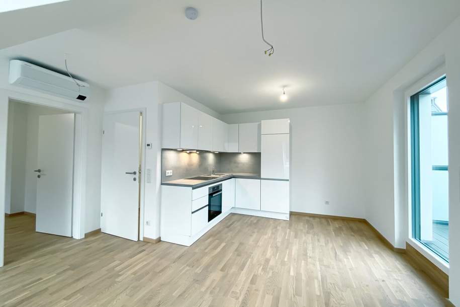2 Zimmer mit Klimaanlage und Terrasse | Ruhelage | Badeteich Hirschstetten in Fußnähe, Wohnung-miete, 859,99,€, 1220 Wien 22., Donaustadt