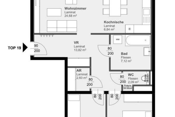 3-Zimmerwohnung mit GERÄUMIGER Loggia | Nähe Hauptbahnhof, Wohnung-miete, 962,14,€, 8020 Graz(Stadt)