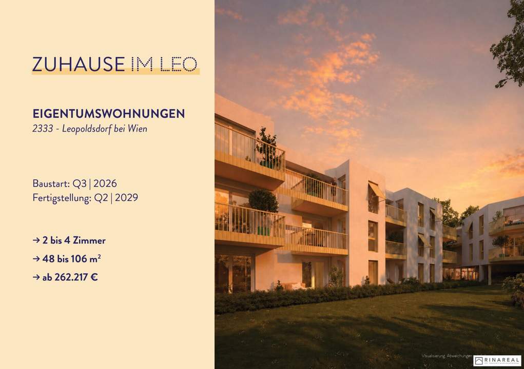 FÜR ANLEGER // Zuhause IM LEO | Exklusive 2 Zimmer Wohnung mit Balkon | 2.OG | Tiefgarage im Gebäude | Hauptstraße | Sommer 2029 - Top 32