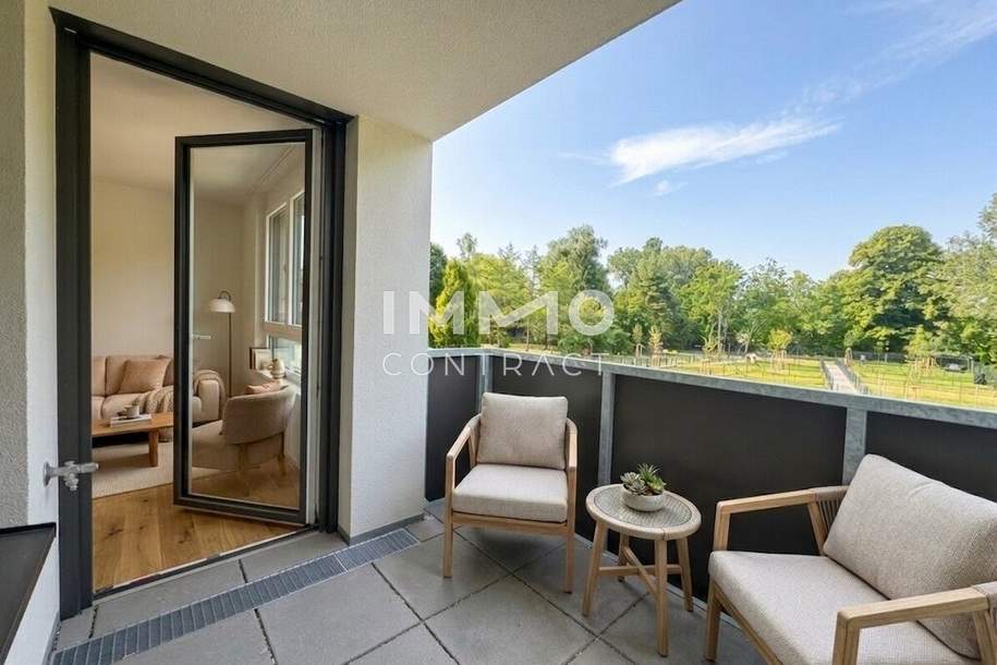 Perfekt aufgeteilte 2-Zimmer Wohnung mit Freifläche & Blick ins Grüne – jetzt provisionsfrei!, Wohnung-kauf, 247.500,€, 1220 Wien 22., Donaustadt