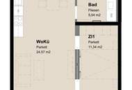 ** Wohnen auf der Schönbrunner Straße: 2 Zimmer Neubauwohnung mit Loggia - 1.OG - ab Juli 2026 - Zweitbezug **