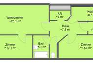 Barrierefreie 3-Zimmerwohnung mit wunderschönem Blick in den gepflegten Allgemeingarten in Purkersdorf