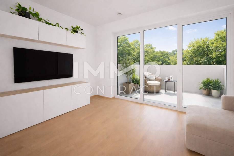 Warmmiete inkl. Tiefgaragenstellplatz! Balkonwohnung mit Parkblick, Wohnung-miete, 1.195,29,€, 2340 Mödling