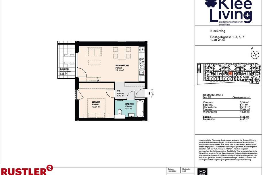 Gemütliche und moderne 2-Zimmer-Wohnung mit Balkon, Wohnung-miete, 840,00,€, 1230 Wien 23., Liesing