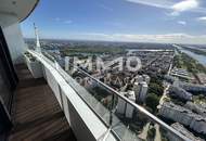 Möbliertes Apartment im 42. Stock mit Weitblick auf die Donau! Pool, Spa und Fitness inklusive!