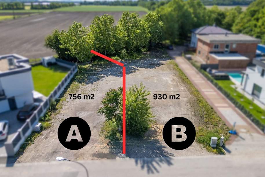 Grundstück A 756m2 in Ruhelage - Schwadorf, Grund und Boden-kauf, 288.000,€, 2432 Bruck an der Leitha