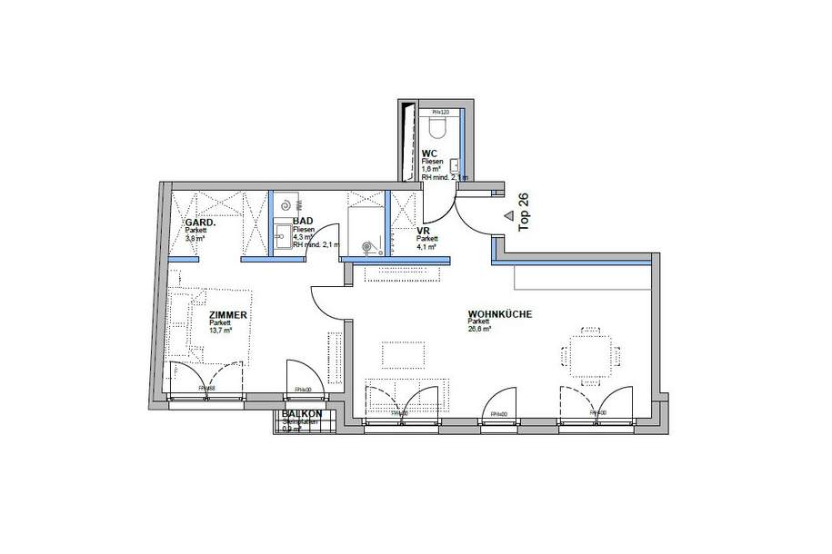 Ab März 2025! Nahe U1! Hochwertige 2-Zimmer-Wohnung mit KFZ-Stellplatz im 4. Bezirk zu vermieten!, Wohnung-miete, 1.490,00,€, 1040 Wien 4., Wieden