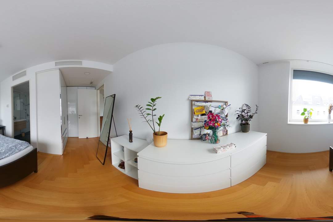 "Exklusives Wohnerlebnis im stilvollen Dachgeschoss mit Donaublick und Garage am Anfang der Rasumofskygasse"