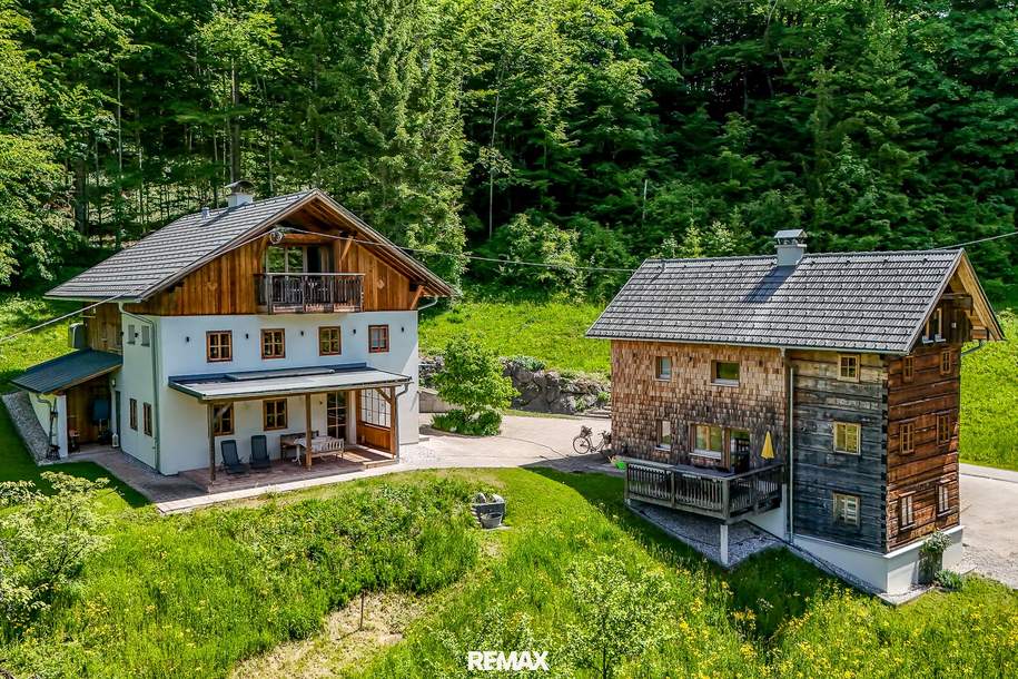 Luxuriöse Waldliegenschaft in idyllischer Lage bei Bad Goisern am Hallstättersee – Ruhe, Natur & drei charmante Wohneinheiten in zwei Häusern, Haus-kauf, 2.100.000,€, 4822 Gmunden