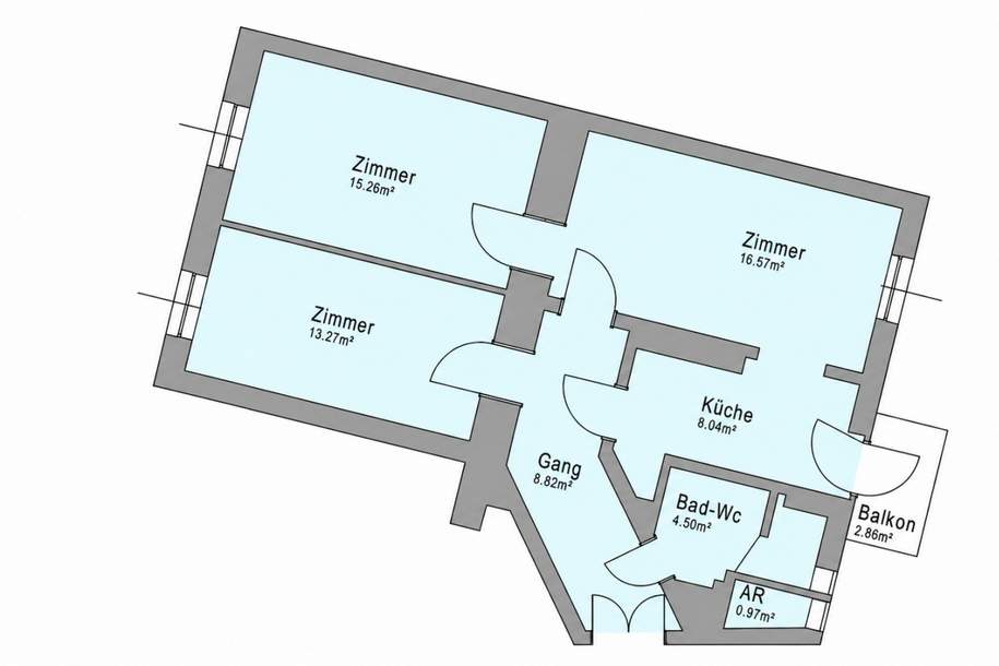 Wohngefühl mit Weitblick | 3 Zimmerwohnung mit Balkon, Wohnung-miete, 791,77,€, 8020 Graz(Stadt)