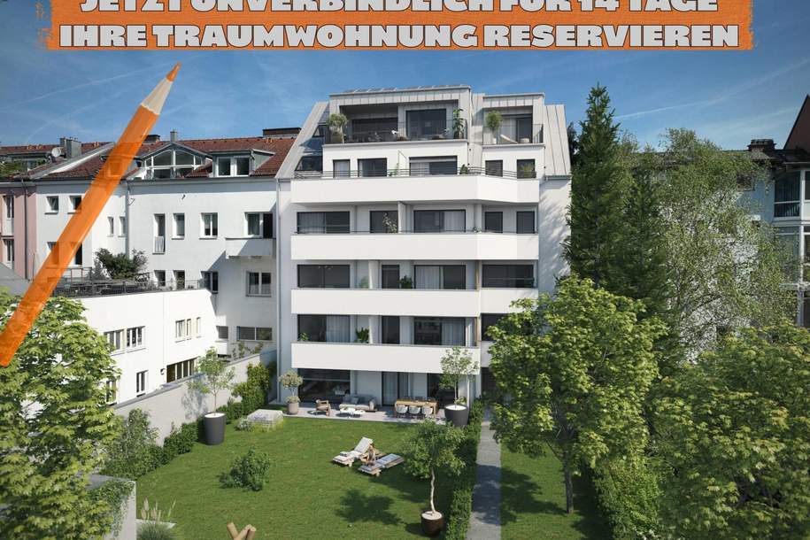 LINZ/URFAHR (Auberg) : NEUBAUPROJEKT - EIGENTUMSWOHNUNG ca. 76,65 m² Wohnfläche, 3 Zimmer + Balkon, inkl.Tiefgaragenstellplatz + EIGENGARTEN möglich, Wohnung-kauf, 529.000,€, 4020 Linz(Stadt)