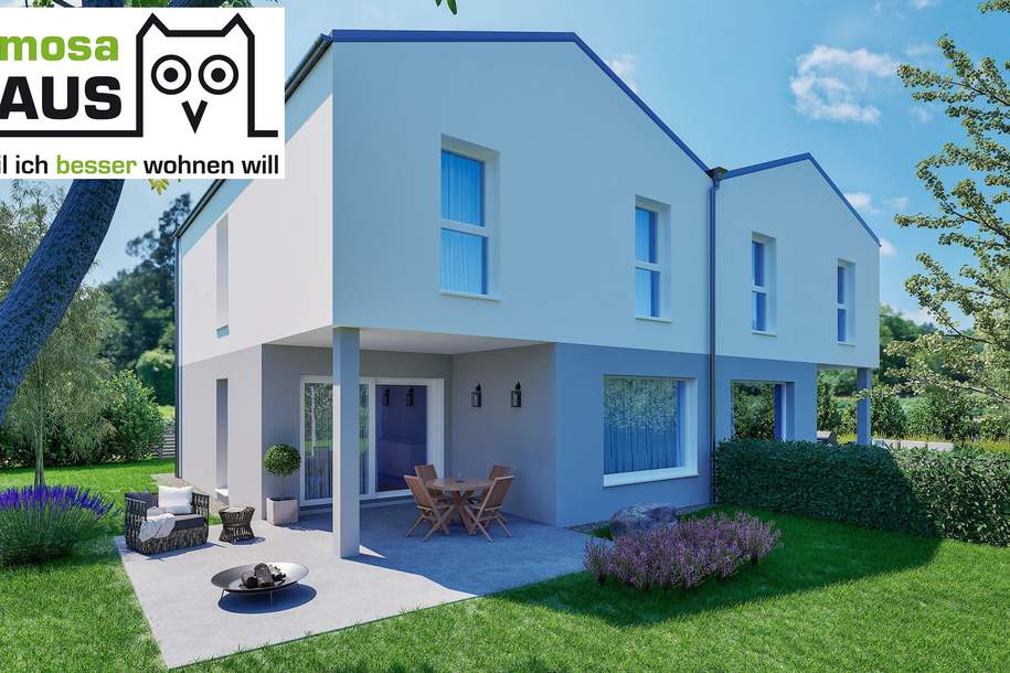 Wohnbaugefördertes Einzelhaus, ziegelmassiv, mit 117m² Wohnfläche, 28m² Terrasse, Eigengrund und 2 Parkplätze, Haus-kauf, 469.900,€, 2460 Bruck an der Leitha