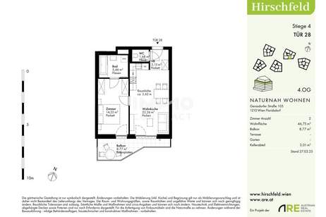 Hirschfeld: Günstig und hochwertig: Gerasdorfer Straße - Provisionsfrei und Erstbezug, Wohnung-kauf, 270.000,€, 1210 Wien 21., Floridsdorf