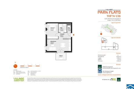 Anlage mit Potenzial: Modernes Wohnen in den PARK FLATS im 3. Bezirk, Wohnung-kauf, 353.000,€, 1030 Wien 3., Landstraße