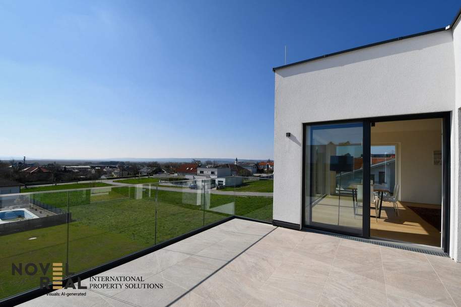 MODERNE VILLA MIT TRAUMHAFTEN FERNBLICK IN NEUSIEDL AM SEE - EINE ALTERNATIVE ZU SCHWECHAT, Haus-kauf, 1.295.000,€, 2320 Bruck an der Leitha
