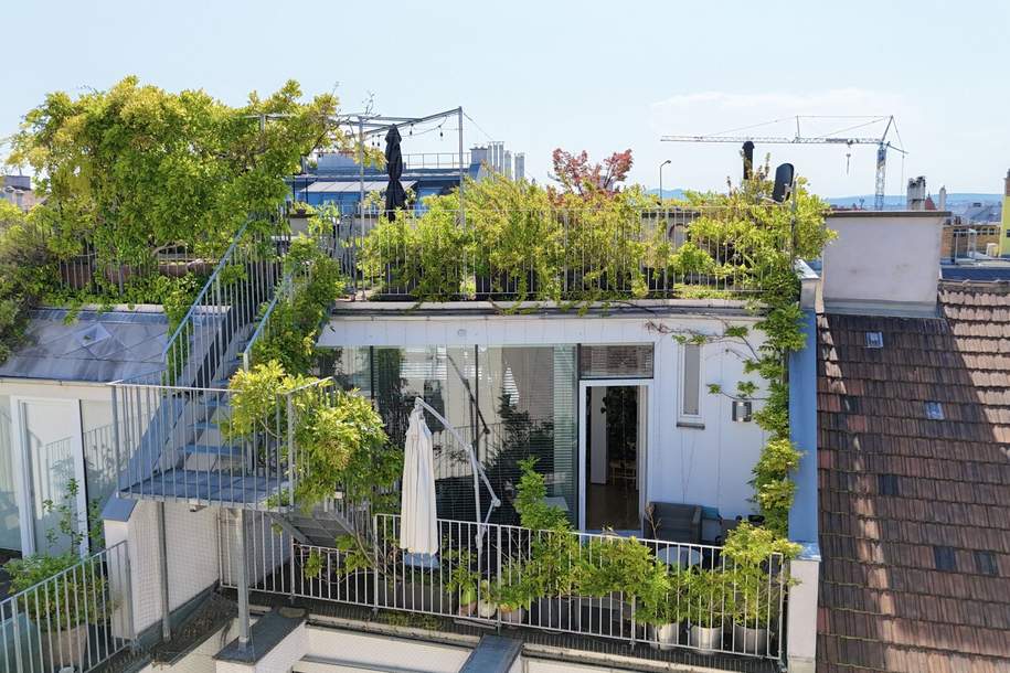 Grüner Dachgarten mit Blick über Wien I exklusive DG - Wohnung I Großzügige Fensterflächen mit Rollläden I Klimaanlage, Wohnung-kauf, 1.490.000,€, 1040 Wien 4., Wieden