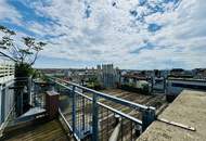 Außergewöhnliche Dachgeschoss-Maisonette mit Dachterrasse und beeindruckendem Wienblick nahe Naschmarkt