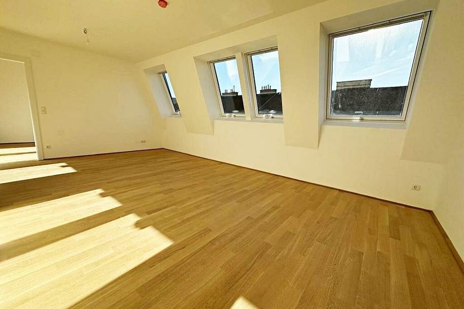 AUGARTEN-NÄHE, ERSTBEZUG, klimatisiertes 52 m2 Dachgeschoss, 2 Zimmer, Komplettküche, Duschbad, Parketten, Brigittenauer Lände, Wohnung-miete, 997,80,€, 1200 Wien 20., Brigittenau