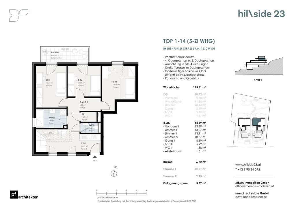 Einzigartige Penthousemaisonette mit 5 Zimmer und grandiöser Dachterrasse zu verkaufen!