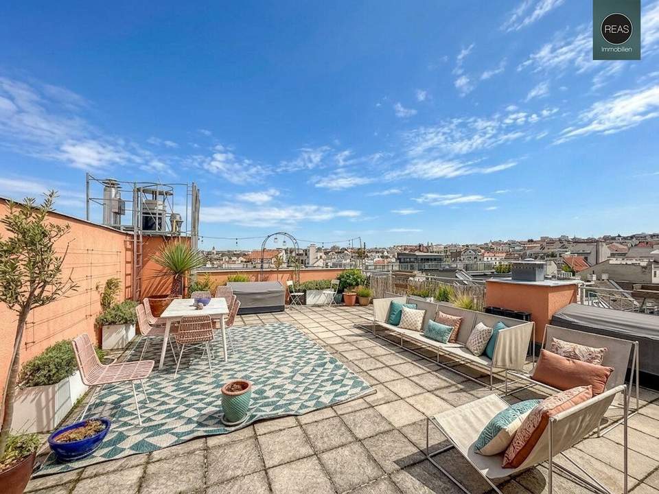 Stylisches Maisonette - Büro mit atemberaubender Dachterrasse nahe Naschmarkt! Garagen verfügbar!