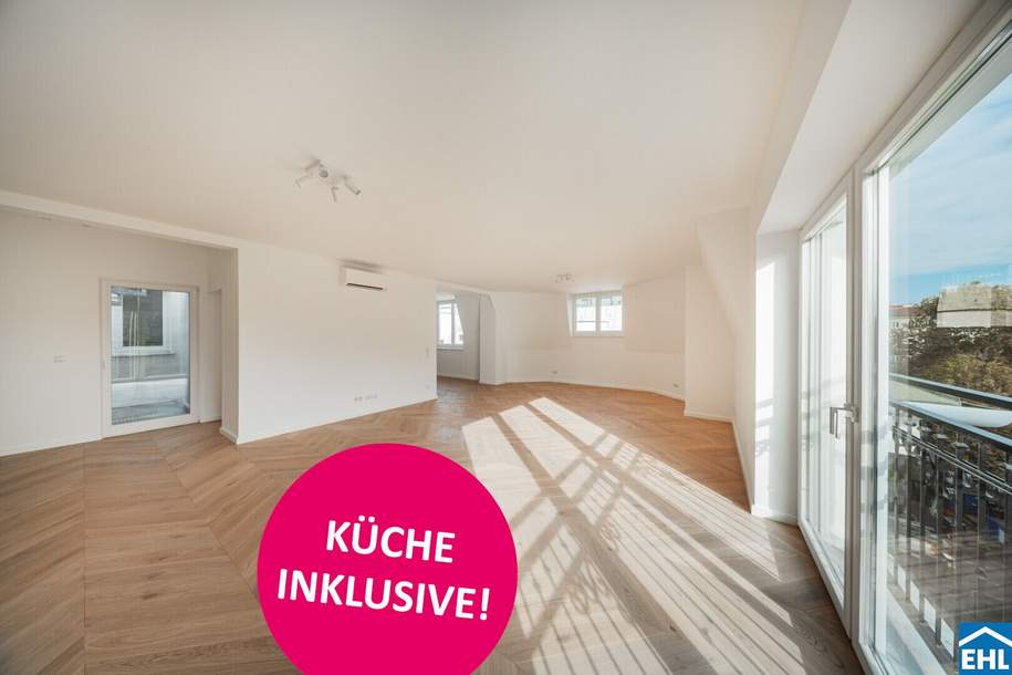 Wunderschöne 5-Zimmer-Dachgeschosswohnung – Erstbezug mit großer Dachterrasse! - jetzt inklusive Küche!, Wohnung-kauf, 1.990.000,€, 1040 Wien 4., Wieden