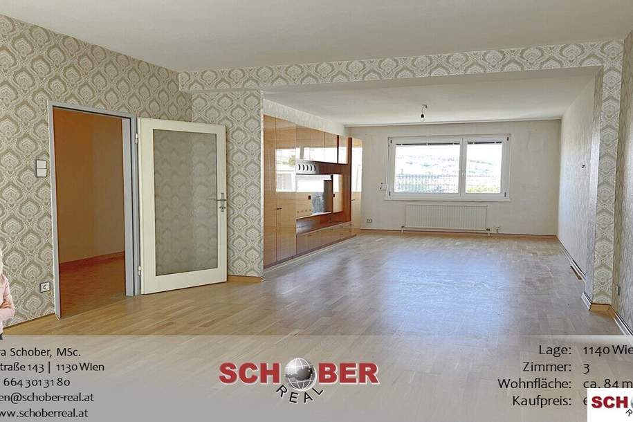 Renovierungsbedürftige 3-Zimmer-Wohnung mit Ausblick, Wohnung-kauf, 249.000,€, 1140 Wien 14., Penzing