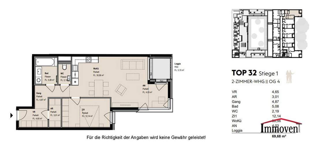 TOPLAGE und ERSTBEZUG: Straßenseitige, moderne 2-Zimmerwohnung mit Loggia! Besichtigung ab Februar 2025 möglich!