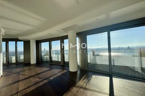 Außergewöhnlicher Balkon, Sonne fast den ganzen Tag, Ausblick wohin das Auge reicht: Neubau Erstbezug DANUBEFLATS, Wohnung-kauf, 424.710,€, 1220 Wien 22., Donaustadt