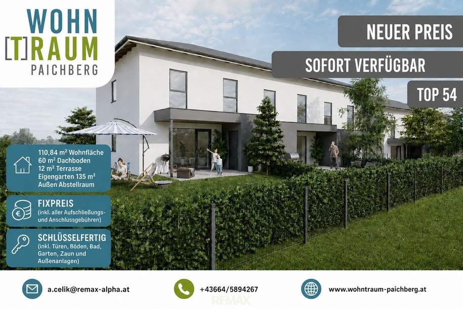 SOFORT VERFÜGBAR! NEUER PREIS I SCHLÜSSELFERTIG - GEFÖRDERTES Doppelhaus I Top 54 I WOHNTRAUM PAICHBERG, Haus-kauf, 446.200,€, 4522 Steyr-Land